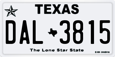 TX license plate DAL3815