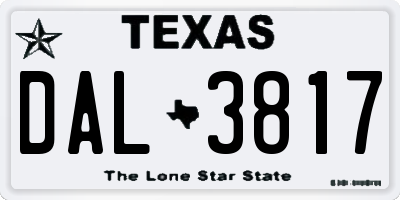 TX license plate DAL3817