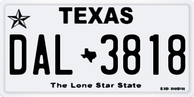 TX license plate DAL3818