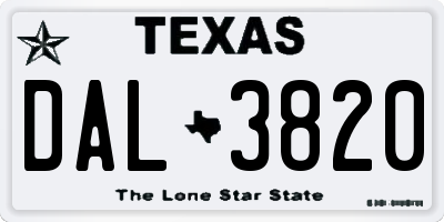 TX license plate DAL3820