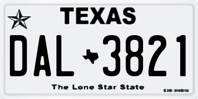 TX license plate DAL3821