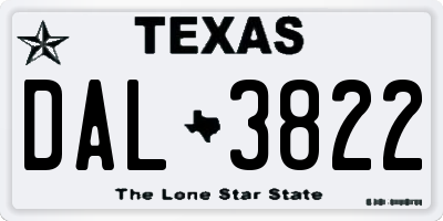 TX license plate DAL3822