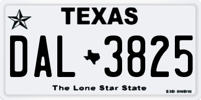 TX license plate DAL3825