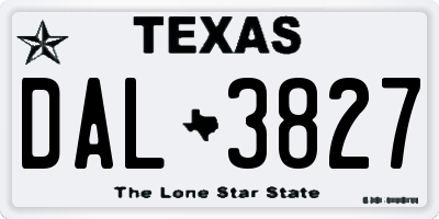 TX license plate DAL3827