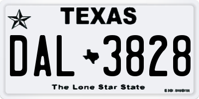 TX license plate DAL3828
