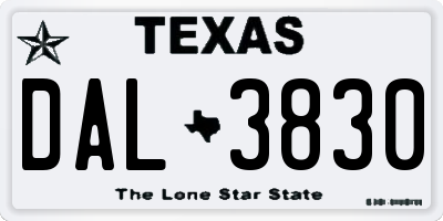 TX license plate DAL3830