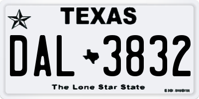 TX license plate DAL3832