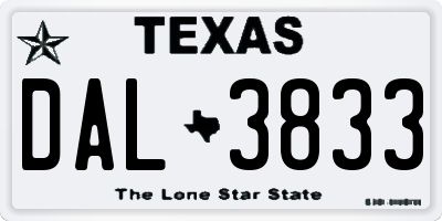 TX license plate DAL3833