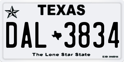 TX license plate DAL3834