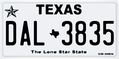 TX license plate DAL3835