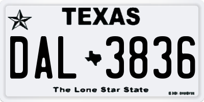 TX license plate DAL3836