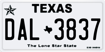 TX license plate DAL3837
