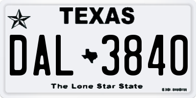 TX license plate DAL3840