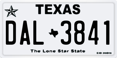 TX license plate DAL3841