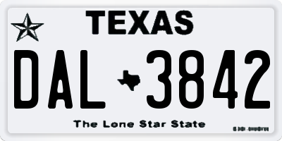 TX license plate DAL3842