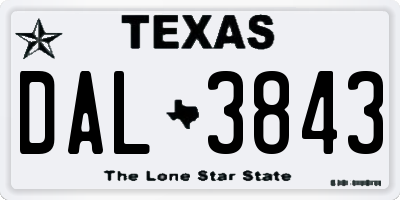 TX license plate DAL3843