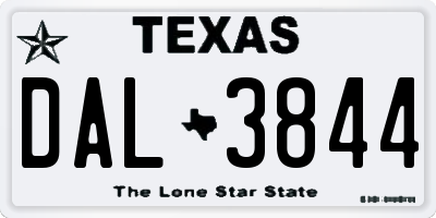 TX license plate DAL3844