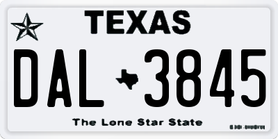 TX license plate DAL3845