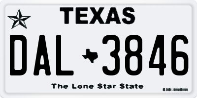 TX license plate DAL3846
