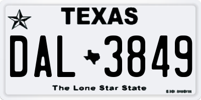 TX license plate DAL3849