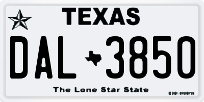 TX license plate DAL3850