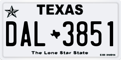 TX license plate DAL3851