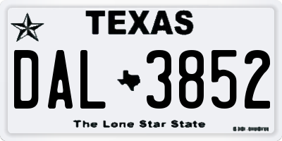 TX license plate DAL3852