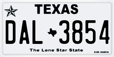 TX license plate DAL3854