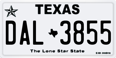 TX license plate DAL3855