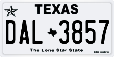 TX license plate DAL3857