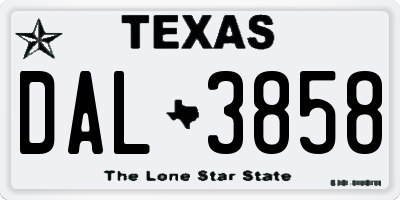 TX license plate DAL3858