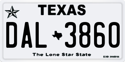 TX license plate DAL3860
