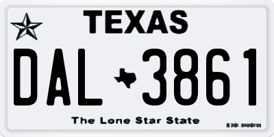 TX license plate DAL3861