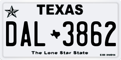 TX license plate DAL3862