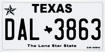 TX license plate DAL3863
