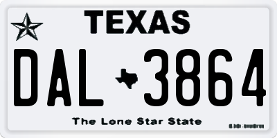 TX license plate DAL3864