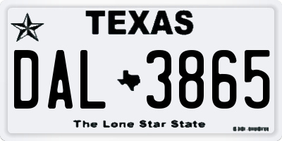 TX license plate DAL3865