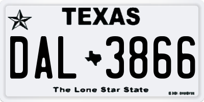 TX license plate DAL3866