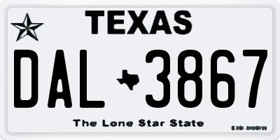TX license plate DAL3867