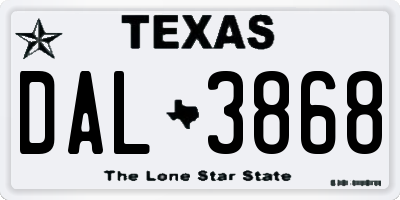 TX license plate DAL3868