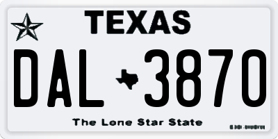 TX license plate DAL3870
