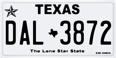 TX license plate DAL3872