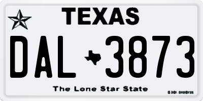 TX license plate DAL3873