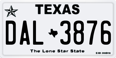 TX license plate DAL3876
