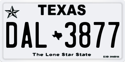 TX license plate DAL3877
