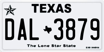 TX license plate DAL3879