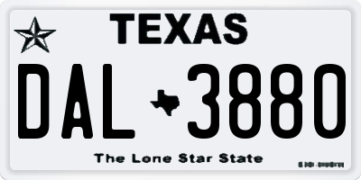TX license plate DAL3880