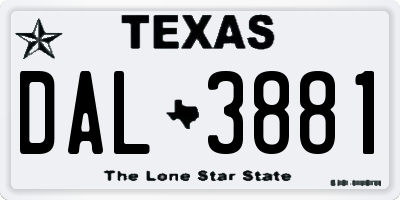 TX license plate DAL3881