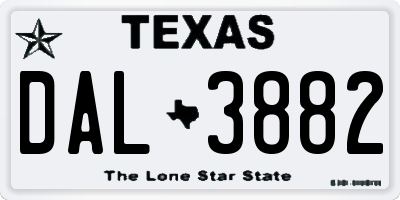 TX license plate DAL3882