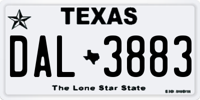 TX license plate DAL3883